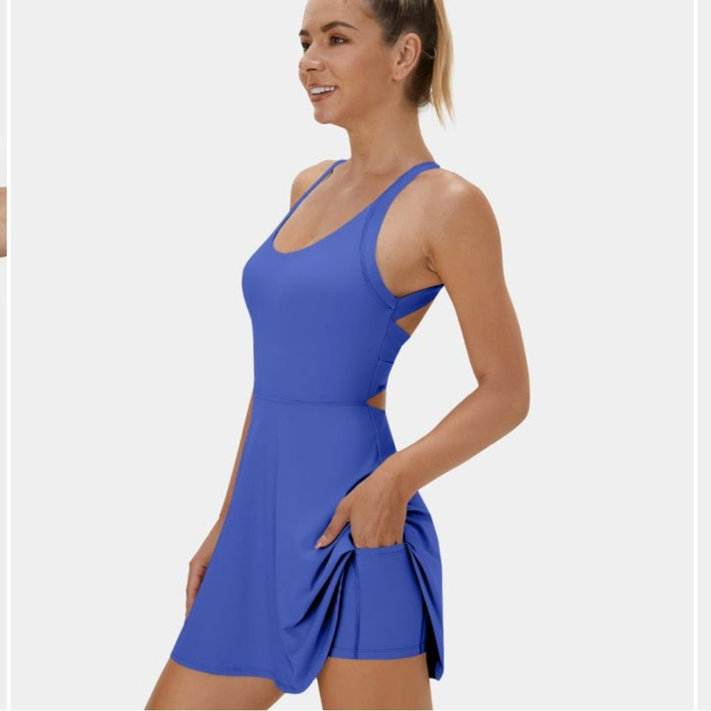 New With Tags and Bag - Halara Aster Blue Backless Twisted Dress
